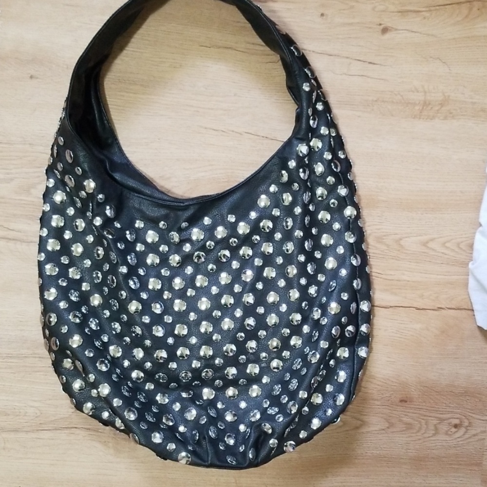 Lionel Black Leather Studded Purse